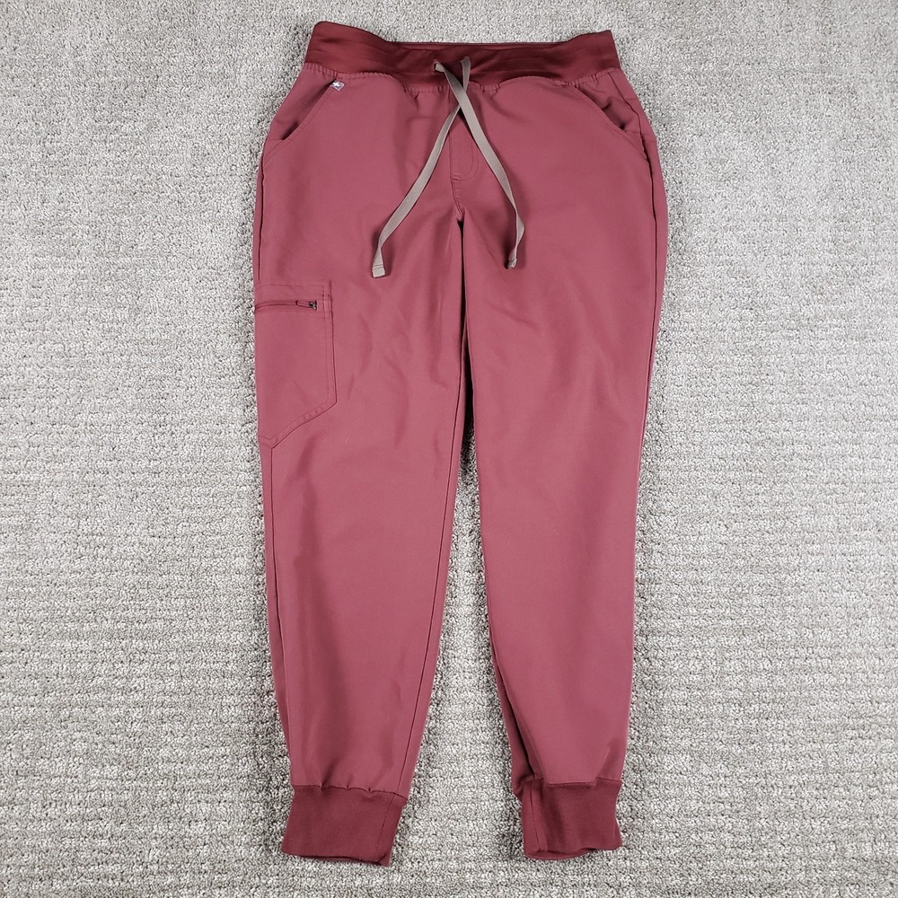 FIGS Zamora Jogger Scrub Pants Womens Petite Medium Red W22SW2012P Dark Cherry